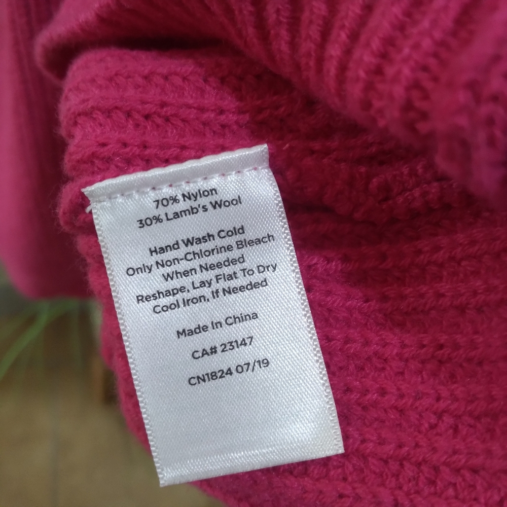 TALBOTS Women's XL Pink Cable Knit Long Sleeve Sweater - Picture 5 of 13